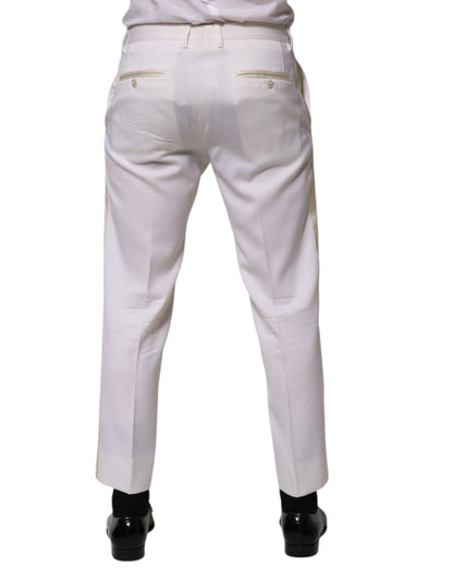 Dolce & Gabbana White Polyester Tapered Formal Trouser Pants