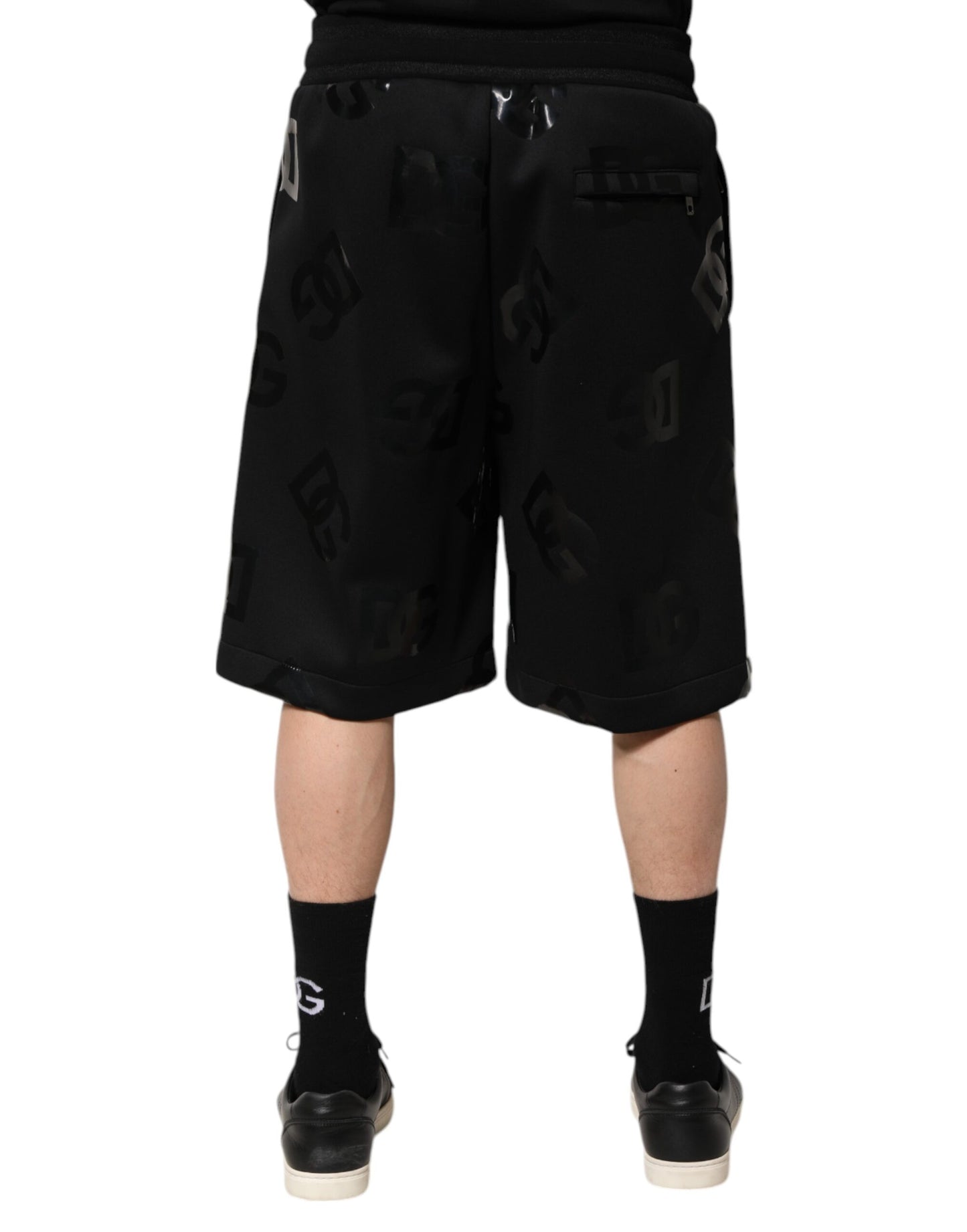 Dolce &amp; Gabbana – Schwarze Bermuda-Sweatshorts aus Baumwolle mit Logo