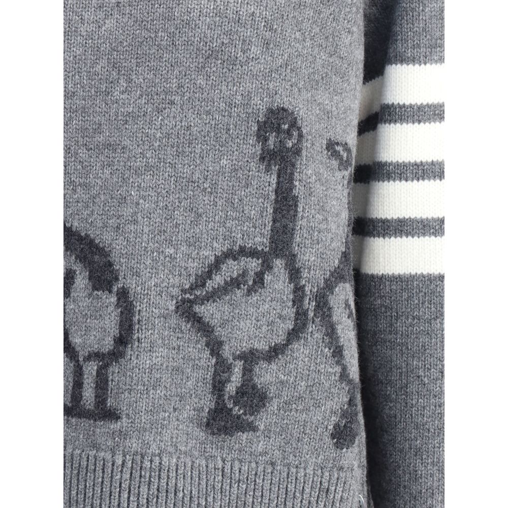 Thom Browne Graues Fleece-Sweatshirt aus Wolle