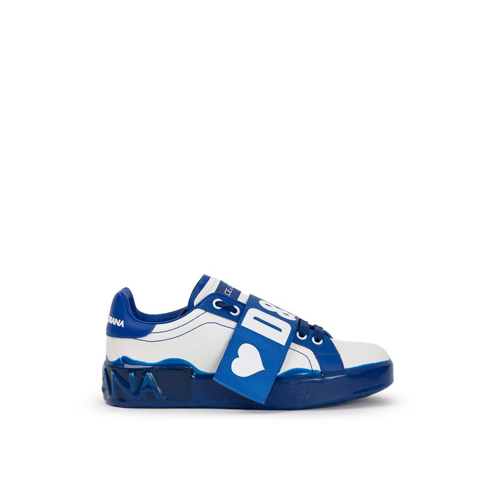 Dolce &amp; Gabbana Sneaker aus weißem Leder, niedriger Schaft