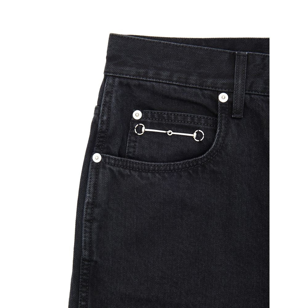 Gucci Black Cotton Relaxed Fit Jeans