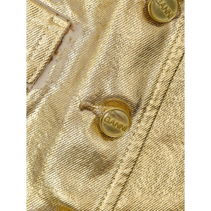 Ganni – Ärmellose Jacke aus goldener Baumwolle