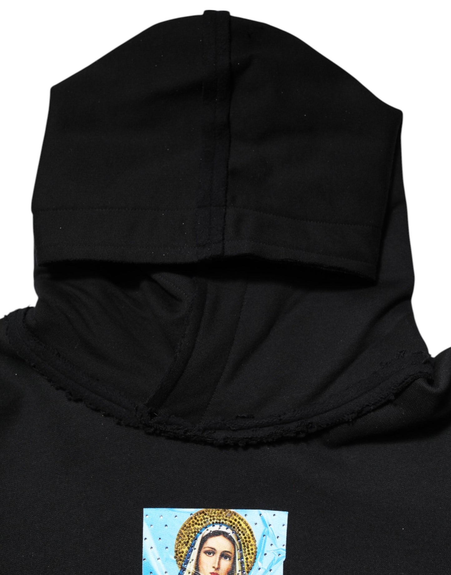 Dolce &amp; Gabbana – Schwarze, bedruckte Kapuzenjacke mit Kristallverzierung