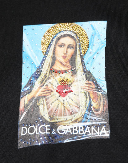 Dolce & Gabbana Black Printed Hoodie Crystal Embellished Jacket
