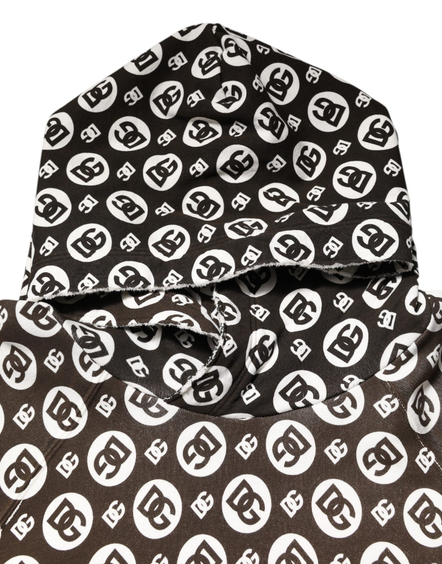 سترة قصيرة بغطاء رأس وشعار DG باللون البني والأبيض من Dolce &amp; Gabbana