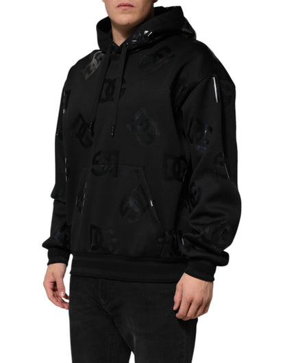Dolce &amp; Gabbana – Schwarzer Hoodie mit DG-Logo und Metallic-Print