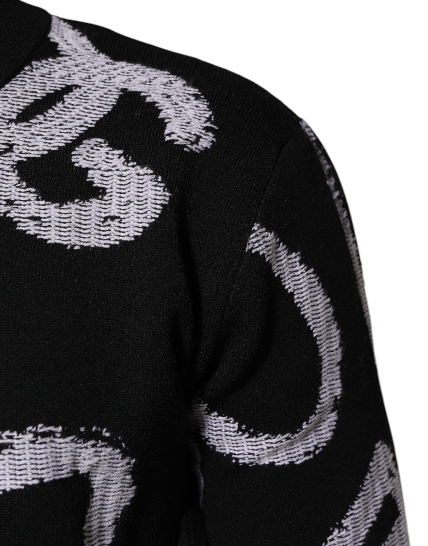 Dolce &amp; Gabbana – Schwarzer Pullover aus Nylon und Wolle mit Herz-Print