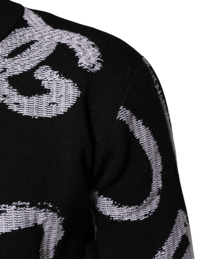 Dolce &amp; Gabbana – Schwarzer Pullover aus Nylon und Wolle mit Herz-Print