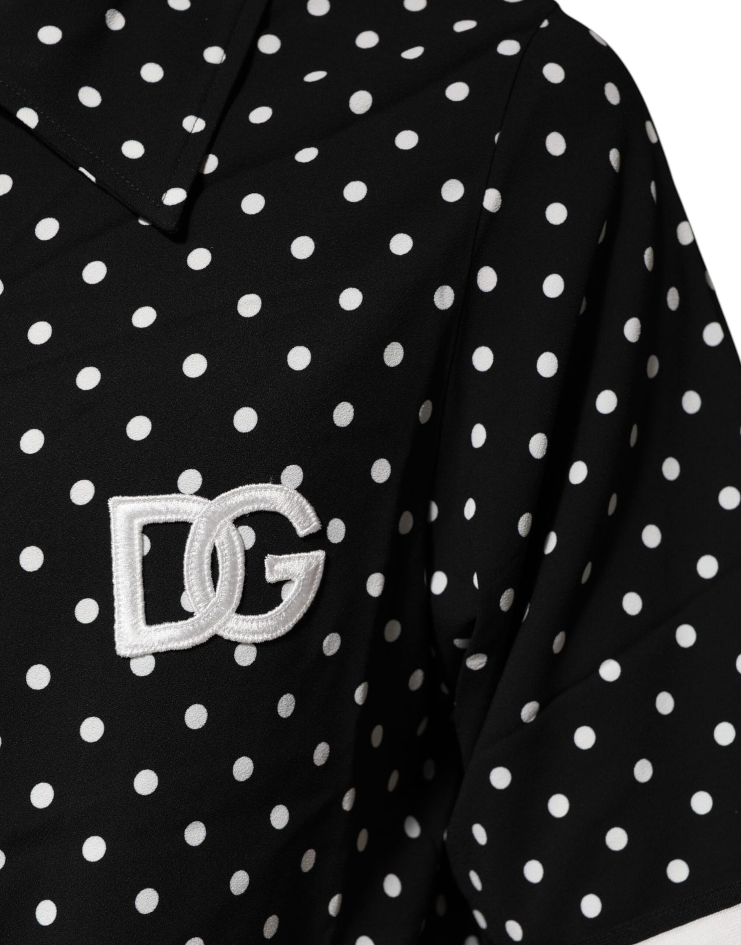 Dolce &amp; Gabbana – Schwarzes Poloshirt mit kurzen Ärmeln und Kragen und Punkten