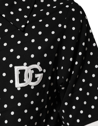 Dolce &amp; Gabbana – Schwarzes Poloshirt mit kurzen Ärmeln und Kragen und Punkten