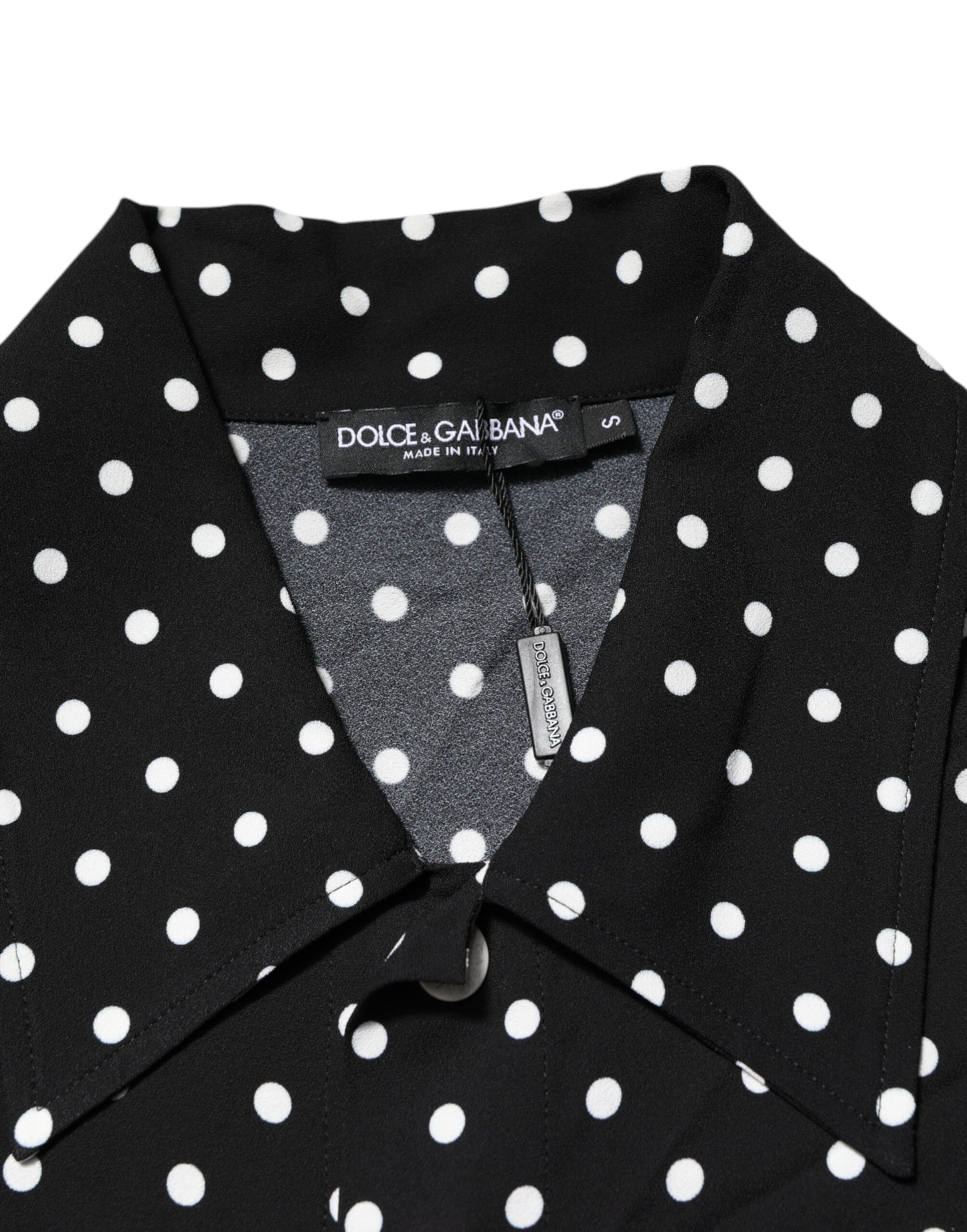 Dolce &amp; Gabbana – Schwarzes Poloshirt mit kurzen Ärmeln und Kragen und Punkten