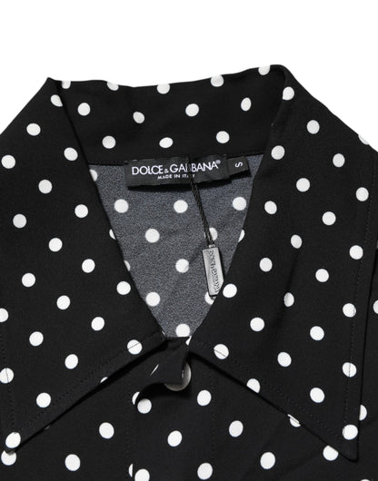 Dolce &amp; Gabbana – Schwarzes Poloshirt mit kurzen Ärmeln und Kragen und Punkten