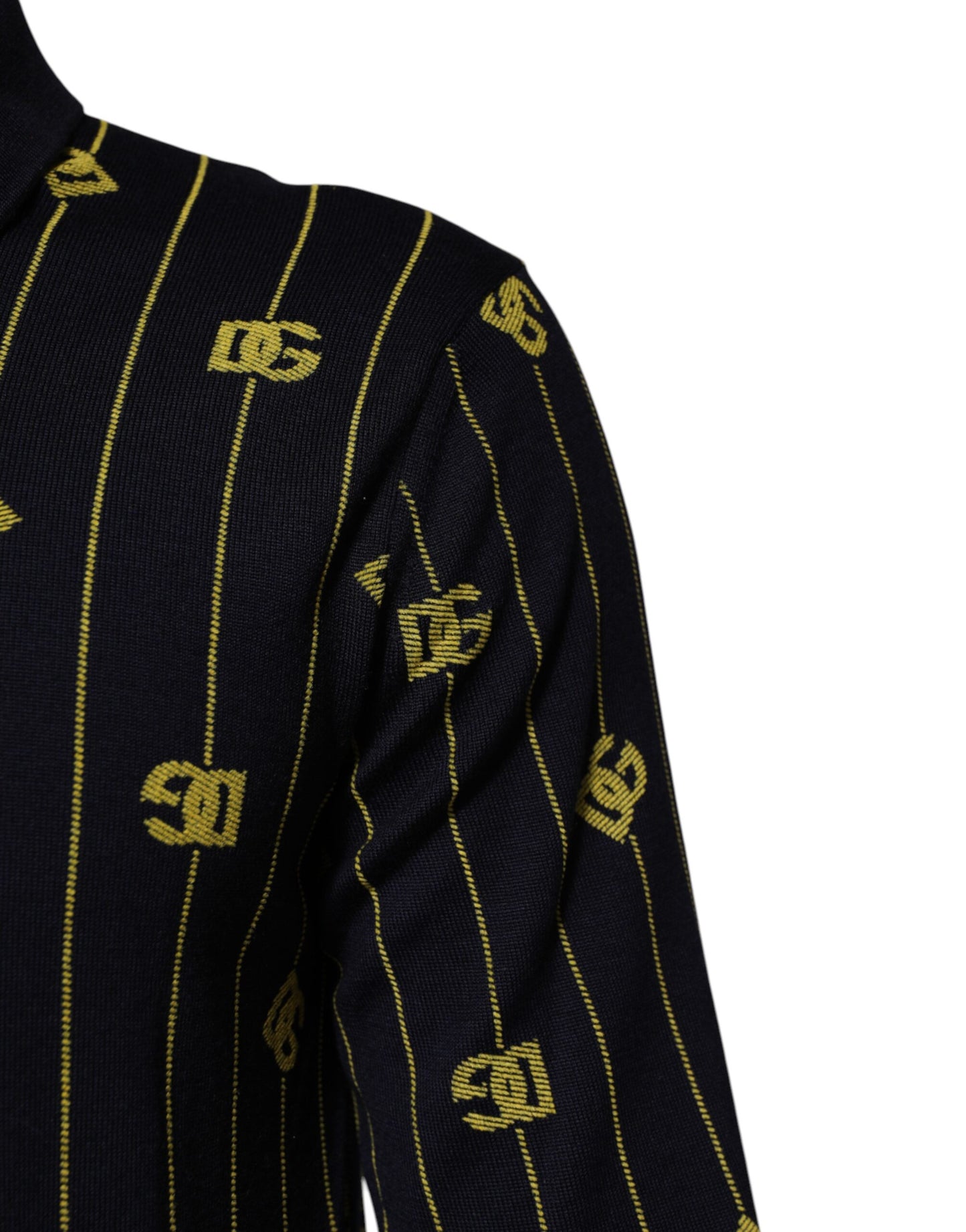 Dolce &amp; Gabbana – Schwarzes Poloshirt aus Jacquard-Strick mit Logo