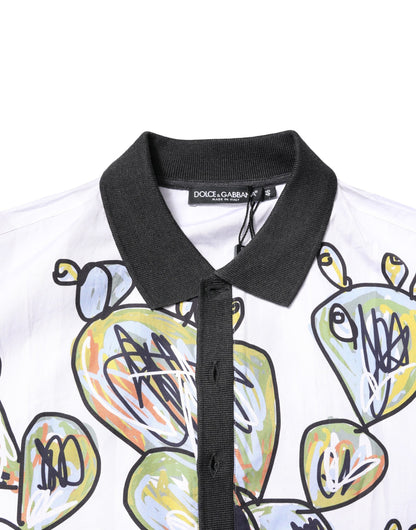Dolce &amp; Gabbana – Oversize-Poloshirt für Herren mit weißem Skizzendruck
