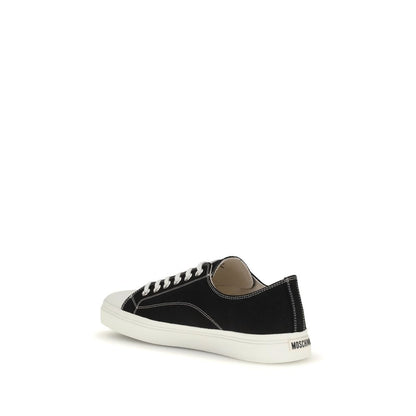 Moschino Schwarze Baumwoll-Sneaker mit niedrigem Schaft
