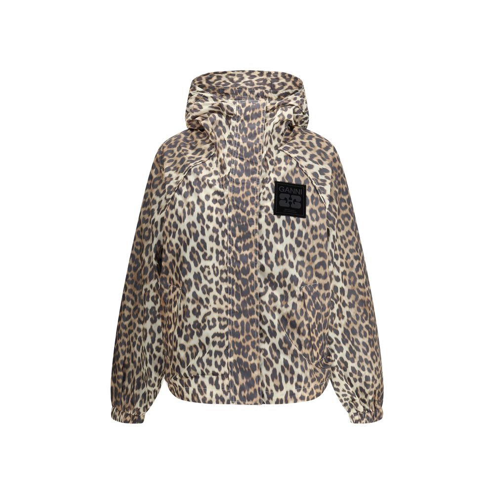 Ganni Leopard Regenmanteljacke