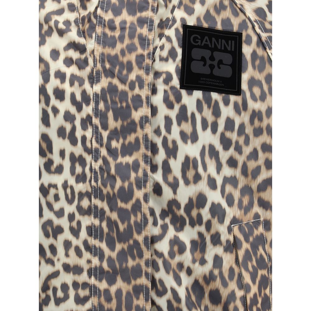 Ganni Leopard Regenmanteljacke