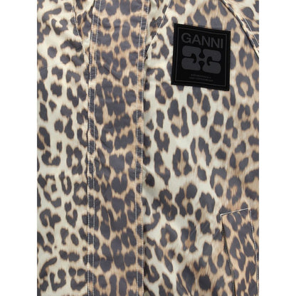 Ganni Leopard Regenmanteljacke