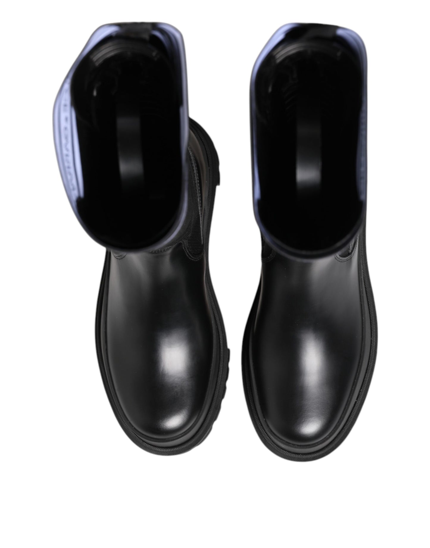 Dolce &amp; Gabbana Schwarz Weiß Polyester Socken Hohe Stiefel Schuhe