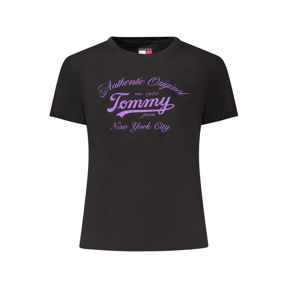 Tommy Hilfiger – Schwarzes Baumwoll-T-Shirt für Damen