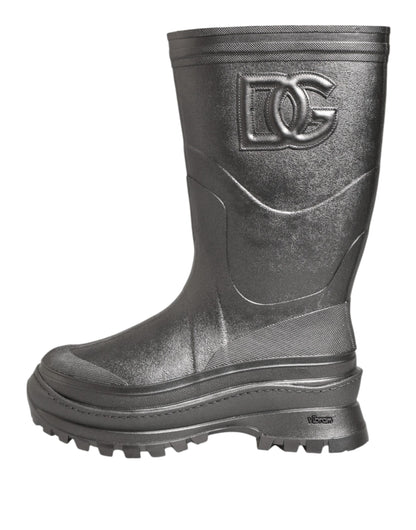 Dolce &amp; Gabbana – Schwarze Argento-Gummistiefel zum Hineinschlüpfen