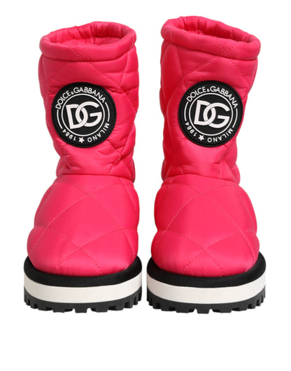 Dolce &amp; Gabbana – Gepolsterte Stiefel mit halbhohem Schaft aus Viskose in Rosa und Weiß