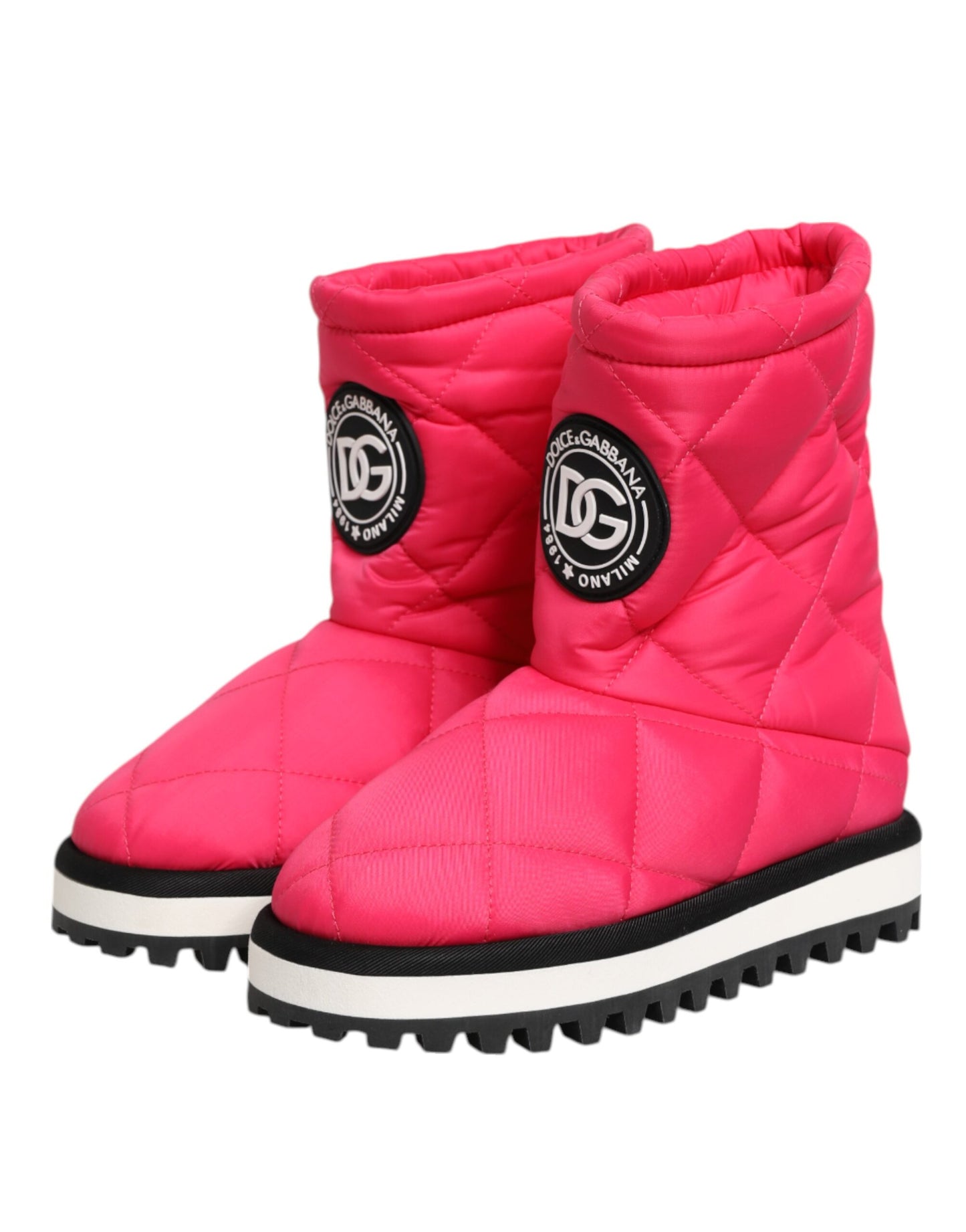 Dolce &amp; Gabbana – Gepolsterte Stiefel mit halbhohem Schaft aus Viskose in Rosa und Weiß