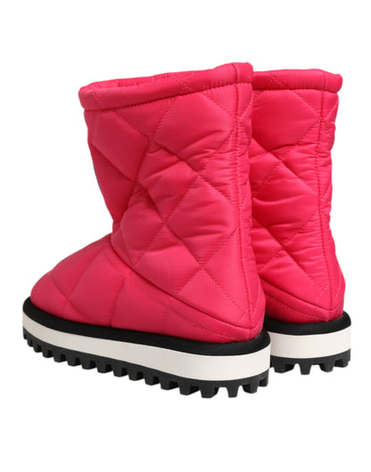 Dolce &amp; Gabbana – Gepolsterte Stiefel mit halbhohem Schaft aus Viskose in Rosa und Weiß