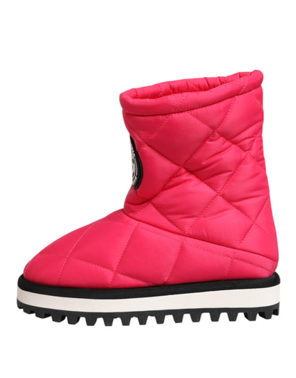 Dolce &amp; Gabbana – Gepolsterte Stiefel mit halbhohem Schaft aus Viskose in Rosa und Weiß