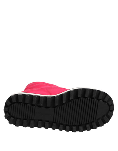 Dolce &amp; Gabbana – Gepolsterte Stiefel mit halbhohem Schaft aus Viskose in Rosa und Weiß