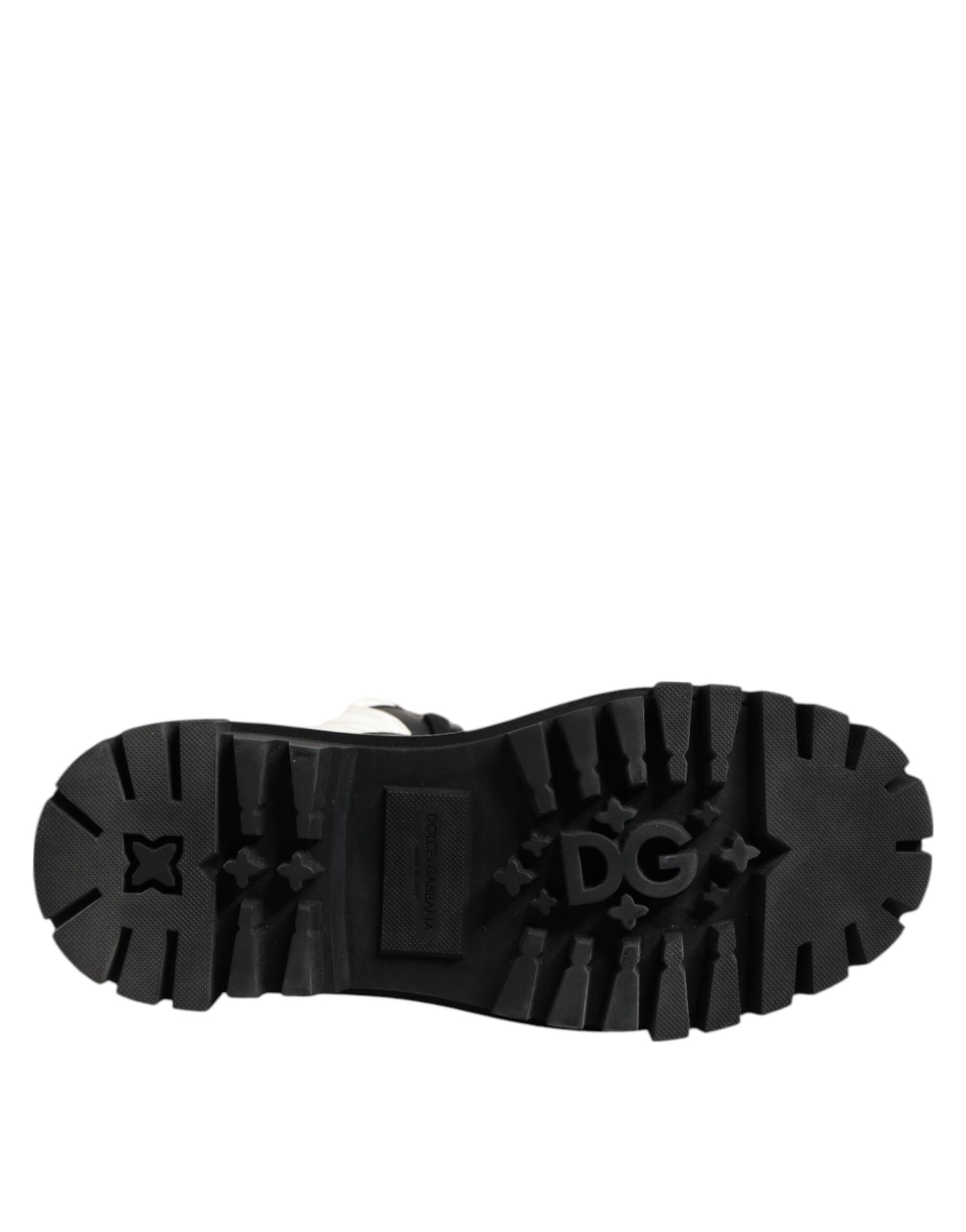 Dolce &amp; Gabbana – Gepolsterte, wadenhohe Schnürstiefel in Schwarz und Weiß