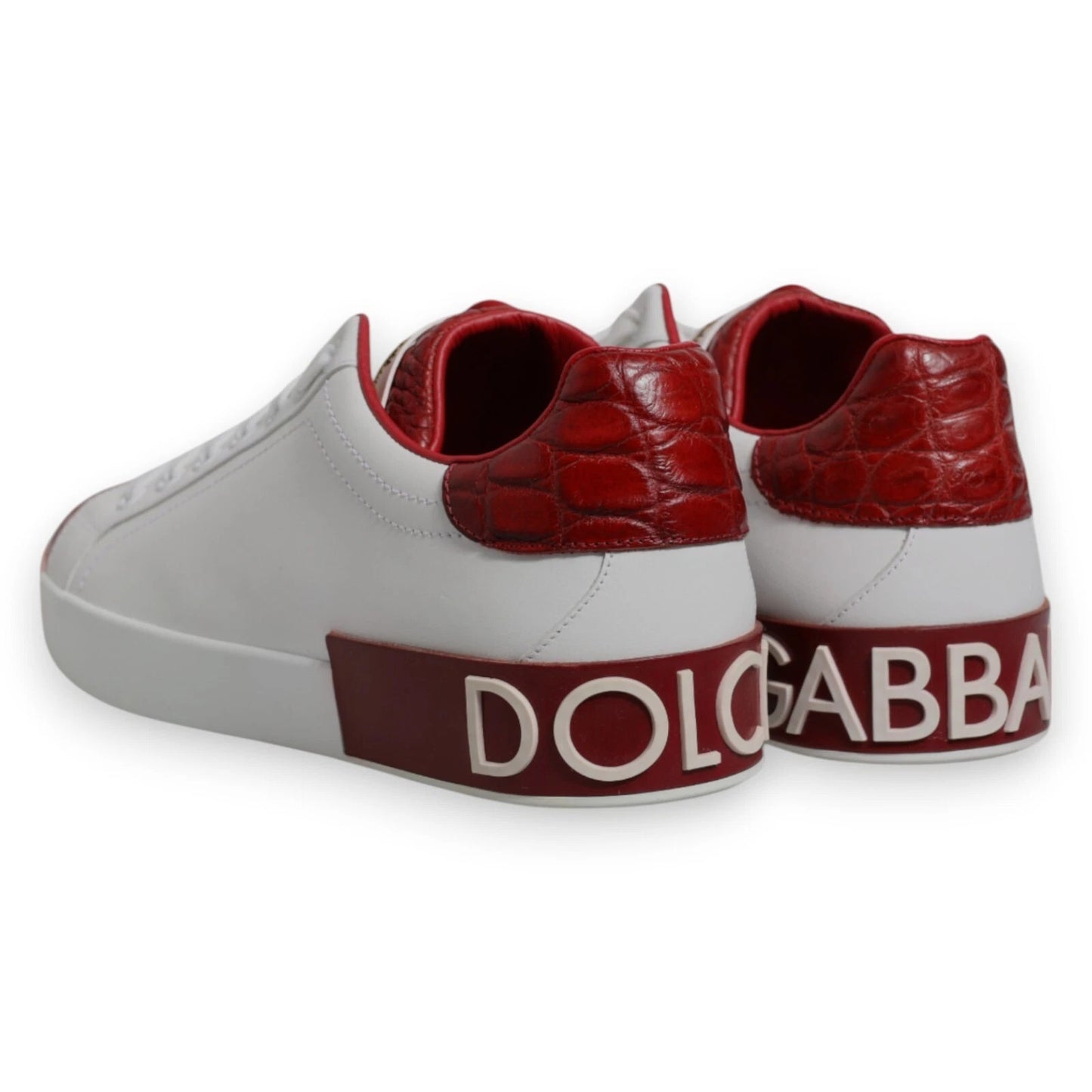 Dolce &amp; Gabbana – Portofino-Sneaker aus weißem und rotem Leder mit Logo