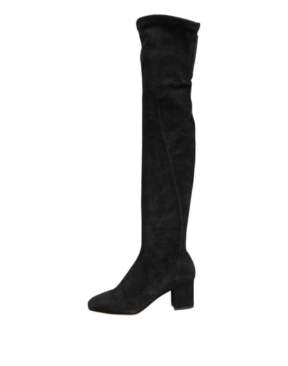 Dolce &amp; Gabbana – Kniehohe Stiefel aus schwarzem Wildleder