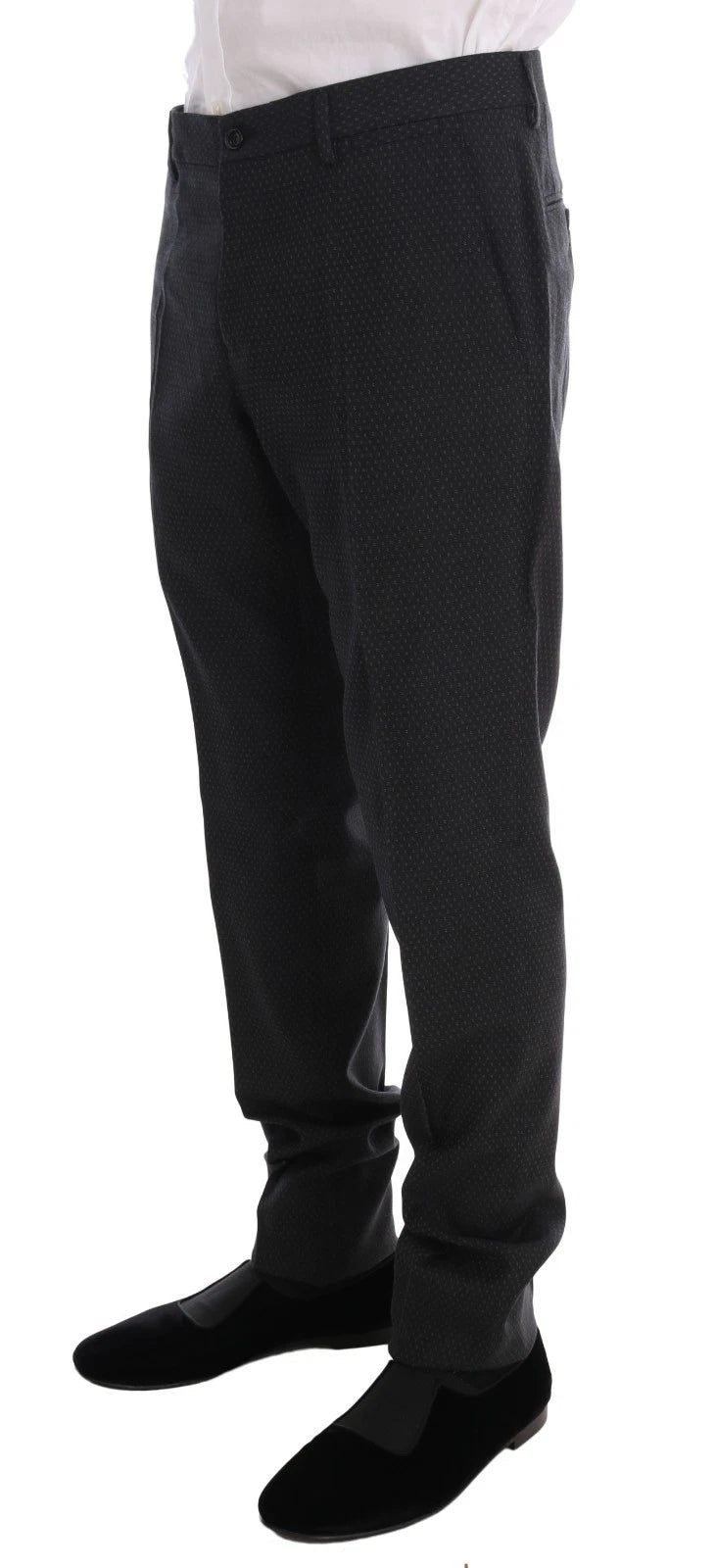 Dolce & Gabbana Gray Patterned Wool 3 Piece Slim Suit