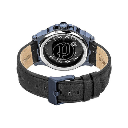 Schwarze Lederuhr von Police