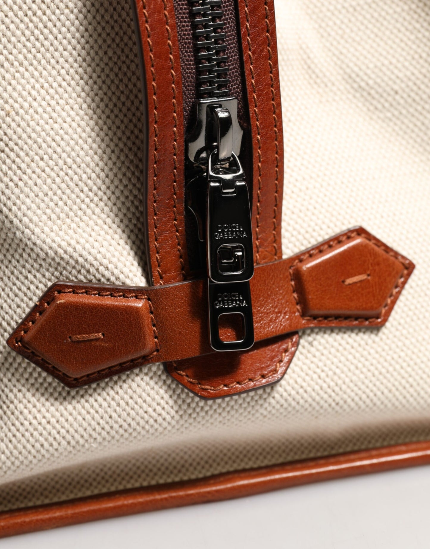 Dolce &amp; Gabbana Beige Braun Canvas Leder EDGE Reise Herren Rucksack Tasche