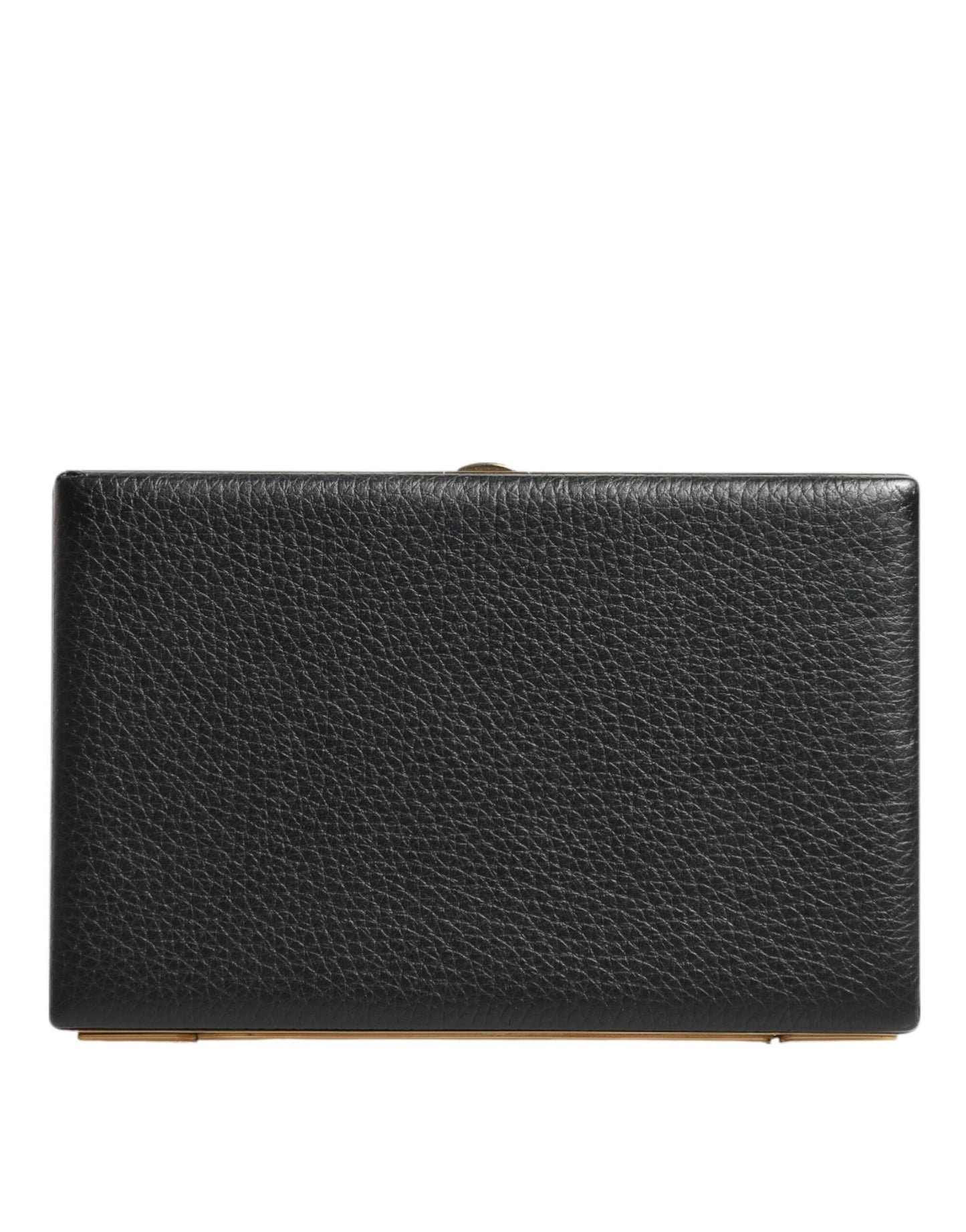 Dolce &amp; Gabbana Schwarzes Leder Goldrahmen Clutch Abend Party Handtasche