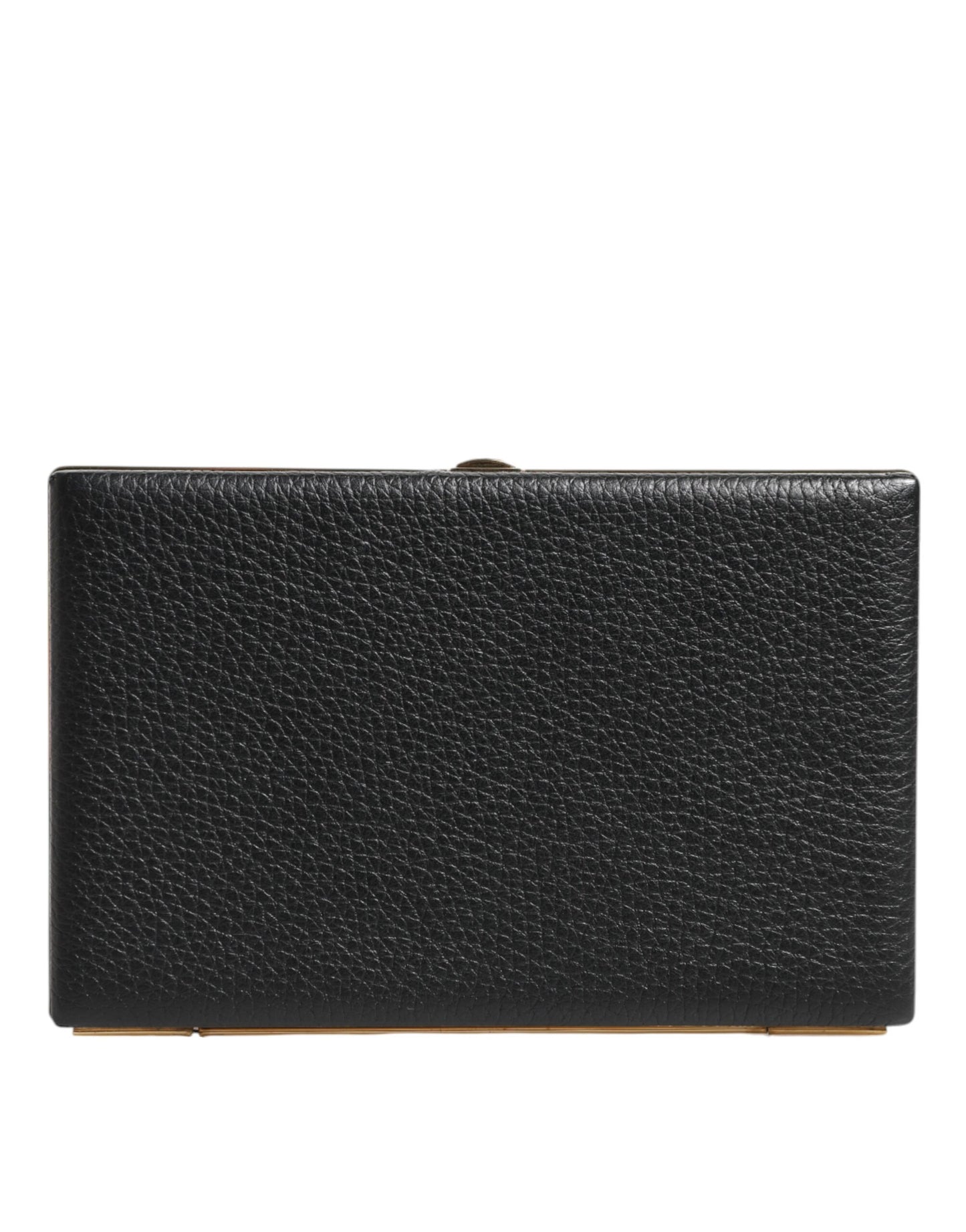 Dolce &amp; Gabbana Schwarzes Leder Goldrahmen Clutch Abend Party Handtasche