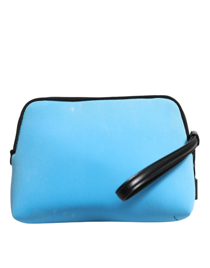 Dolce &amp; Gabbana, blaue Clutch aus Nylon mit DG-Logo-Print und Reißverschluss