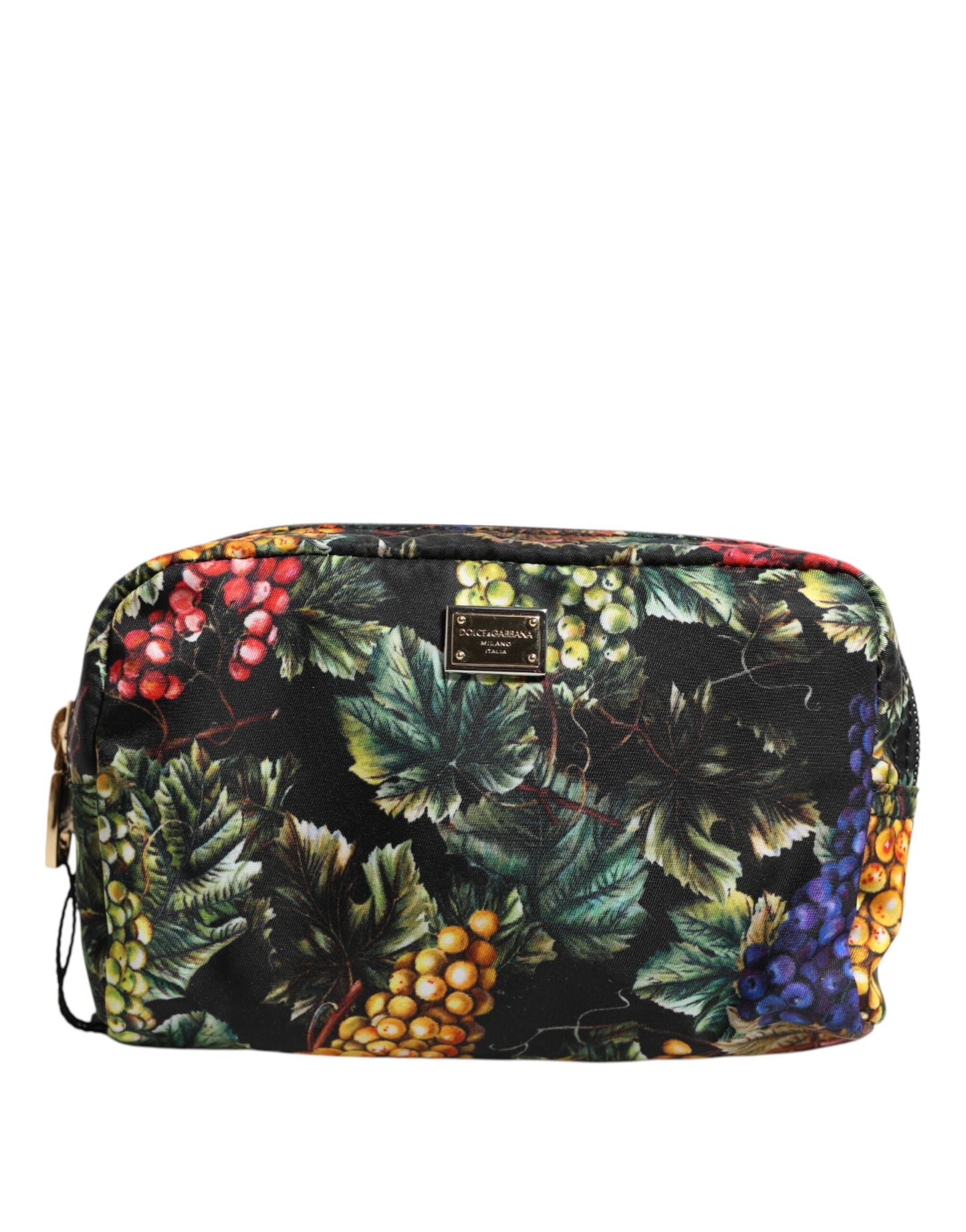 Dolce &amp; Gabbana – Clutch mit Logo-Schild und mehrfarbigem Traubenprint