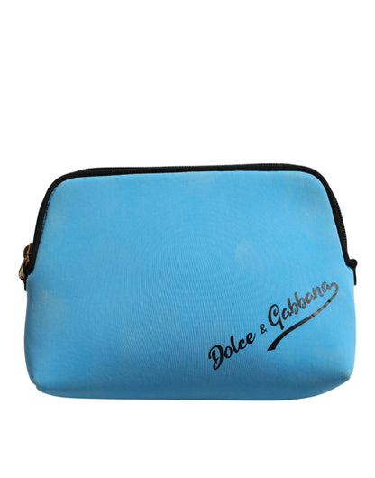 Dolce &amp; Gabbana, blaue Clutch aus Nylon mit DG-Logo-Print und Reißverschluss