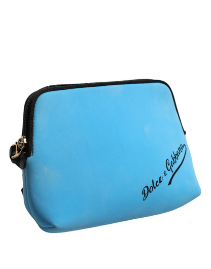 Dolce &amp; Gabbana, blaue Clutch aus Nylon mit DG-Logo-Print und Reißverschluss