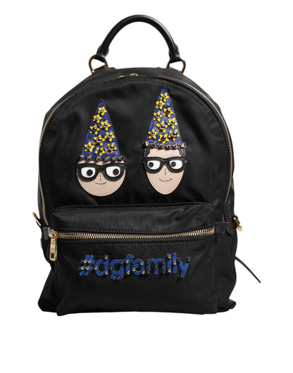Dolce &amp; Gabbana – Rucksacktasche „VULCANO“ aus schwarzem Nylon mit Verzierung #DGFAMILY