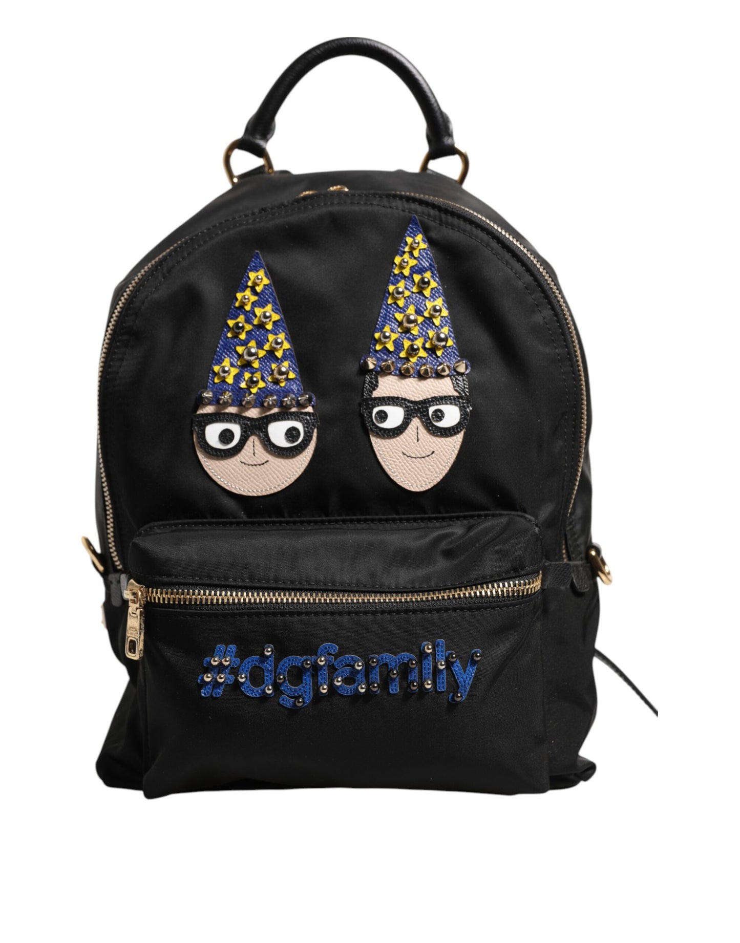 Dolce &amp; Gabbana – Rucksacktasche „VULCANO“ aus schwarzem Nylon mit Verzierung #DGFAMILY