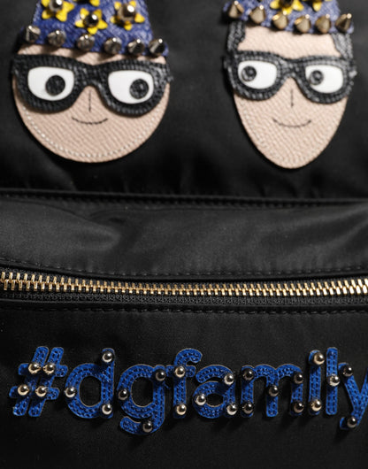 Dolce &amp; Gabbana – Rucksacktasche „VULCANO“ aus schwarzem Nylon mit Verzierung #DGFAMILY