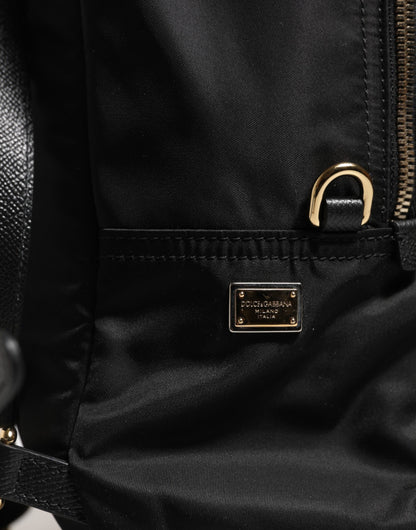 Dolce &amp; Gabbana – Rucksacktasche „VULCANO“ aus schwarzem Nylon mit Verzierung #DGFAMILY