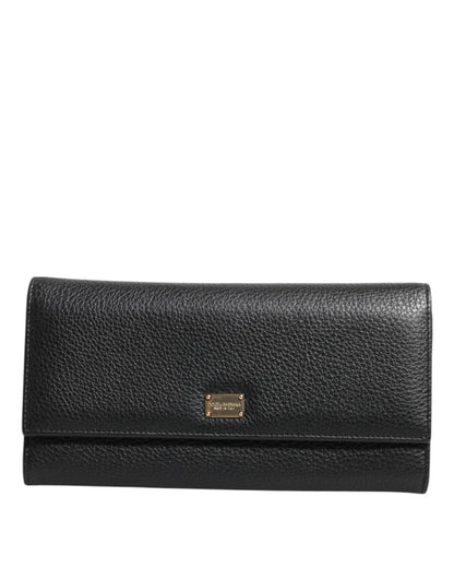 Dolce &amp; Gabbana – Dreifach gefaltete Kartenhülle aus schwarzem Leder mit Logo-Plakette