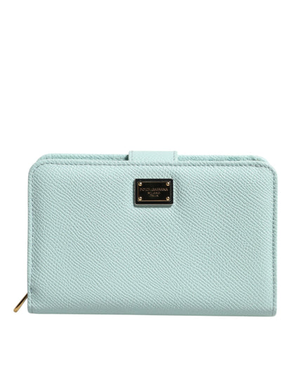 Dolce &amp; Gabbana – Mintgrüne, zweifach faltbare Continental-Clutch aus Leder