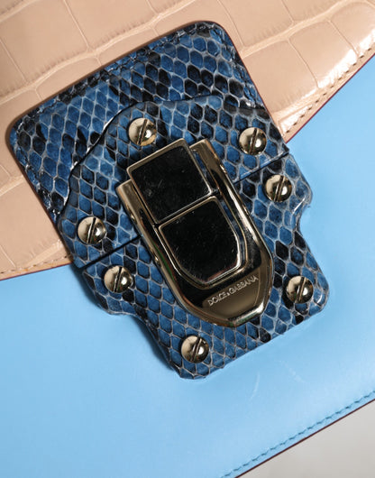 Dolce &amp; Gabbana – LUCIA – Umhängetasche aus exotischem Leder in Blau und Beige