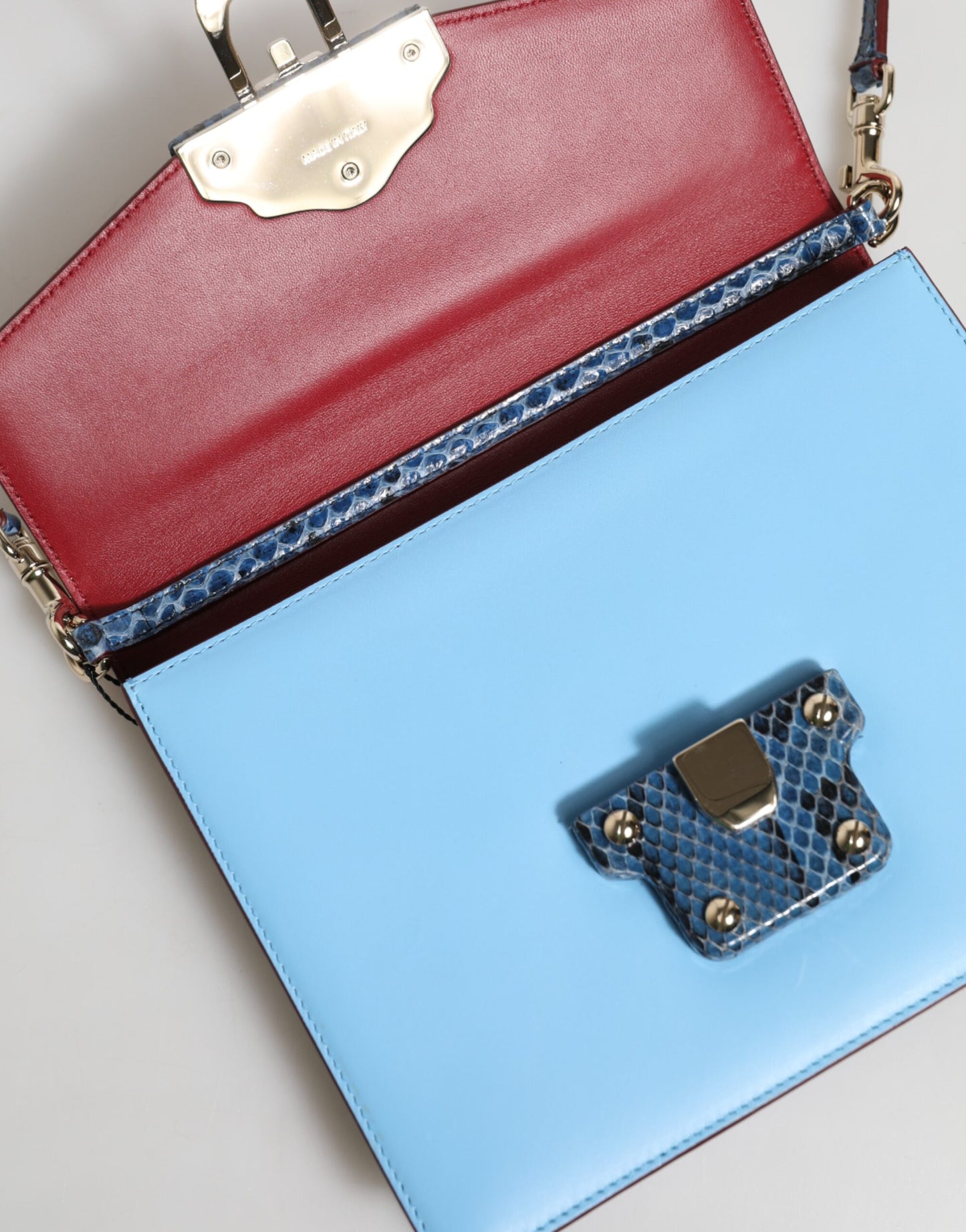 Dolce &amp; Gabbana – LUCIA – Umhängetasche aus exotischem Leder in Blau und Beige